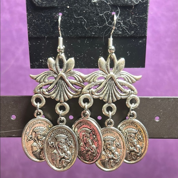 Jewelry - Silver Saints Medallion Elegant Earrings